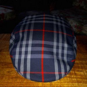 Vintage Burberry Men's Nova Check Newsboy Flat Cap size Medium Dark Navy